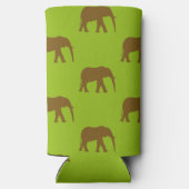 Rafraîchisseur Pour Canette Slim Silhouettes d'éléphant brun mignonne vert (Verso)