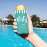 Rafraîchisseur Pour Canette Slim Simple Aqua et White 30th Birthday Party<br><div class="desc">Il est temps de faire la fête pour fêter un panier de 30 ans avec cette boîte d'anniversaire moderne et audacieuse ou glacière bouteille. Ce design simple et élégant est composé d'un arrière - plan cool aqua turquoise et blanc aux accents manuscrits blancs mélangés à une police sans serif moderne....</div>
