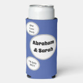 Rafraîchisseur Pour Canette Slim Simple - Dusty Blue & White - Mariage (Seltzer Recto)