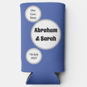 Rafraîchisseur Pour Canette Slim Simple - Dusty Blue & White - Mariage (Recto)