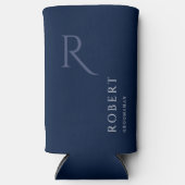 Rafraîchisseur Pour Canette Slim Simple Groomsman Monogram Mariage bleu (Recto)