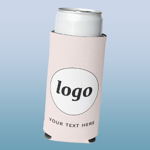Rafraîchisseur Pour Canette Slim Simple Logo Texte Professionnel Promotionnel Blush