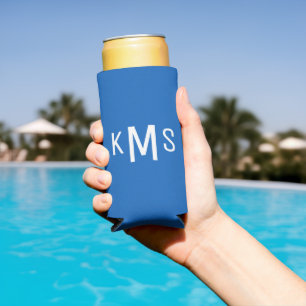 Rafraîchisseur Pour Canette Slim Simple Moderne Monogramme Bleu Saphir
