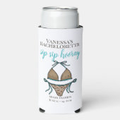 Rafraîchisseur Pour Canette Slim Sip Sip Hooray Leopard Bikini Bachelorette Party (Seltzer Recto)