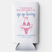 Rafraîchisseur Pour Canette Slim Sip Sip Hooray Pink Bikini Bachelorée Party (Recto)