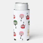 Rafraîchisseur Pour Canette Slim Ski d'hiver Gondola retro blanc (Seltzer Recto)