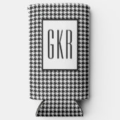 Rafraîchisseur Pour Canette Slim Skinny Monogram Initials, Houndstooth Pattern, (Recto)