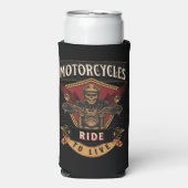 Rafraîchisseur Pour Canette Slim Skull Ride Cycles moteurs, Ride To Live (Seltzer Recto)