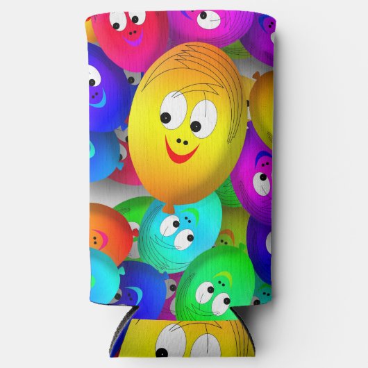 Rafraîchisseur Pour Canette Slim Smiley Faces Balloons Pattern-64171 (Recto)