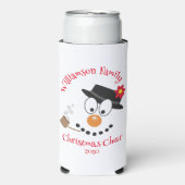 Rafraîchisseur Pour Canette Slim Snowman Funny Visage mignonne nouveauté Noël (Seltzer Recto)