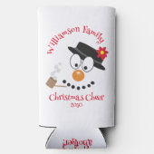 Rafraîchisseur Pour Canette Slim Snowman Funny Visage mignonne nouveauté Noël (Verso)