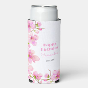 Rafraîchisseur Pour Canette Slim Soft Pastel Rose Cerise Fleur Sakura Anniversaire