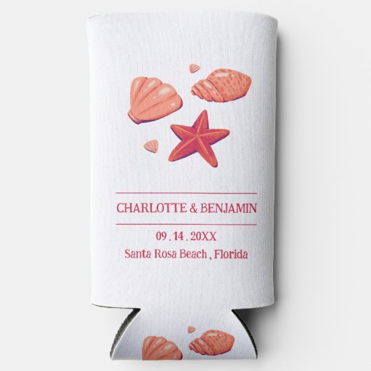 Rafraîchisseur Pour Canette Slim Soirée de mariage à Rustic Beach (Recto)