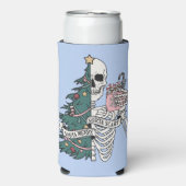 Rafraîchisseur Pour Canette Slim "Sorta Effrayant Sorta Joyeux" Noël Squelette (Seltzer Recto)