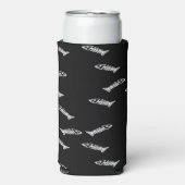 Rafraîchisseur Pour Canette Slim Squelette de poisson blanc motif noir (Seltzer Recto)