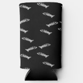 Rafraîchisseur Pour Canette Slim Squelette de poisson blanc motif noir (Recto)