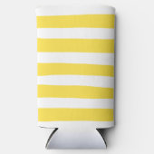 Rafraîchisseur Pour Canette Slim Stripes inégales - Citron jaune et blanc (Recto)