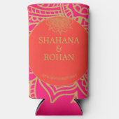 Rafraîchisseur Pour Canette Slim Style indien rose orange or Mariage moderne (Recto)