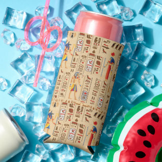 Rafraîchisseur Pour Canette Slim Style mariage Or égyptien Hiéroglyphes divinités