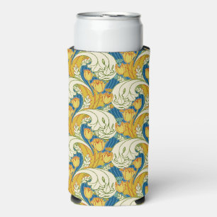 Rafraîchisseur Pour Canette Slim Style William Morris Tulp Tissu Floral sarcelle et