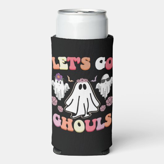 Rafraîchisseur Pour Canette Slim Super Go Ghouls Halloween Ghost Retro (Seltzer Recto)