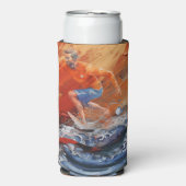 Rafraîchisseur Pour Canette Slim Surfer en Orange et Blue Abstrait (Seltzer Recto)