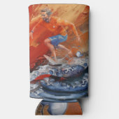 Rafraîchisseur Pour Canette Slim Surfer en Orange et Blue Abstrait (Verso)