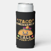 Rafraîchisseur Pour Canette Slim Taco Appel d'urgence Funny Cinco de Mayo Mexicain (Seltzer Recto)