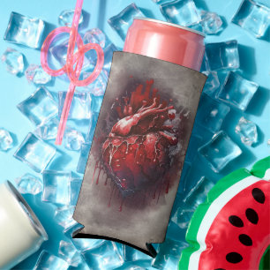 Rafraîchisseur Pour Canette Slim Técherie   Coeur avec goutte rouge et or saignant