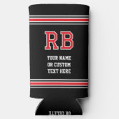 Rafraîchisseur Pour Canette Slim Texte personnalisé monogramme rouge noir (Verso)