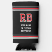 Rafraîchisseur Pour Canette Slim Texte personnalisé monogramme rouge noir (Recto)