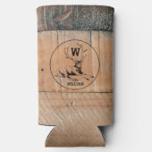 Rafraîchisseur Pour Canette Slim Texture en bois rustique et monogramme de cerfs su (Verso)