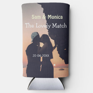 Rafraîchisseur Pour Canette Slim the lovely match couple wedding name date simple