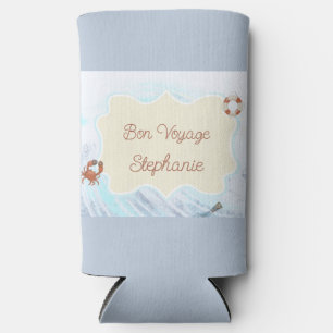 Rafraîchisseur Pour Canette Slim Thème Océan Bon Voyage Personnalisé avec Nom