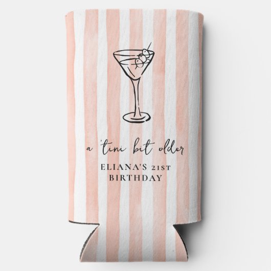 Rafraîchisseur Pour Canette Slim Tini Bit Ancienne fête d'anniversaire personnalisé (Verso)