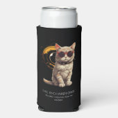 Rafraîchisseur Pour Canette Slim Total Éclipse Solaire Avril 2024 Fun Chat en lunet (Seltzer Recto)