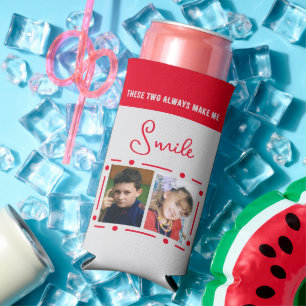 Rafraîchisseur Pour Canette Slim Toujours sourire ajouter photos initiales rouge