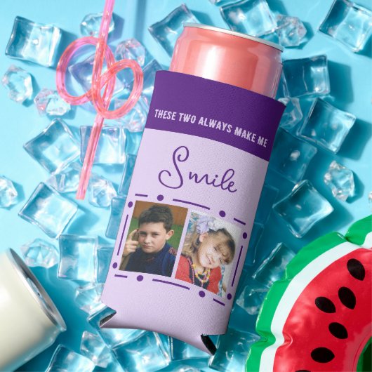 Rafraîchisseur Pour Canette Slim Toujours sourire ajouter photos initiales violet (Été in situ)