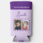 Rafraîchisseur Pour Canette Slim Toujours sourire ajouter photos initiales violet (Recto)