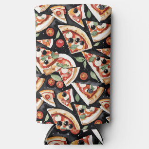 Rafraîchisseur Pour Canette Slim Tranches De Pizza Abstraites Sur Un Arrière - plan