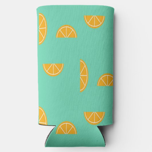 Rafraîchisseur Pour Canette Slim Tranches orange sur vert (Verso)