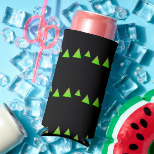 Rafraîchisseur Pour Canette Slim triangles verts Abstraits sur noir