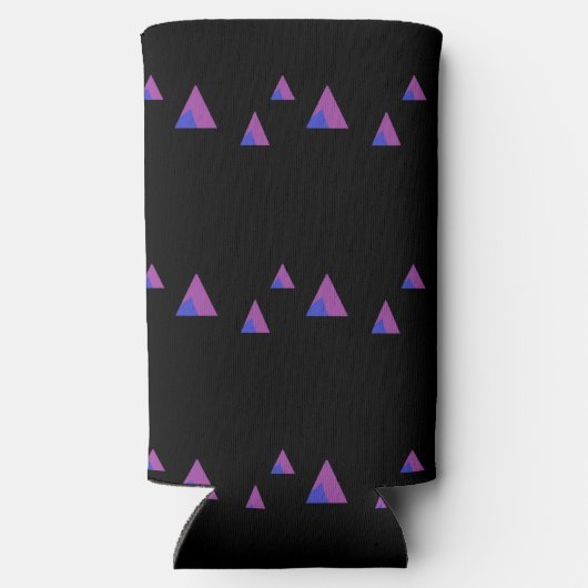 Rafraîchisseur Pour Canette Slim triangles violets Abstraits sur noir (Verso)