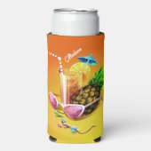 Rafraîchisseur Pour Canette Slim Tropical Drink nom personnalisé (Seltzer Recto)