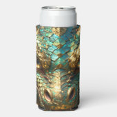 Rafraîchisseur Pour Canette Slim Turquoise and Gold Dragon Face (Seltzer Verso)