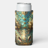 Rafraîchisseur Pour Canette Slim Turquoise and Gold Dragon Face (Seltzer Recto)