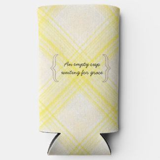 Rafraîchisseur Pour Canette Slim "Une tasse vide en attente de grâce" Plaid jaune