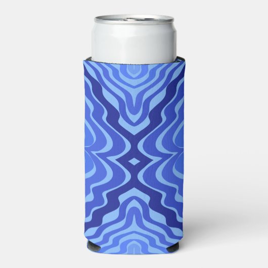 Rafraîchisseur Pour Canette Slim Vagues bleues réfléchissantes Moderne Design abstr (Seltzer Recto)