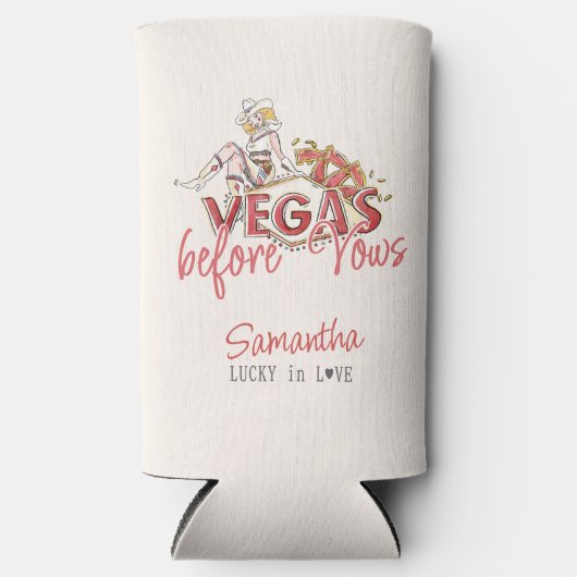 Rafraîchisseur Pour Canette Slim Vegas Avant Vows Casino Lucky Modern Bachelorette (Recto)