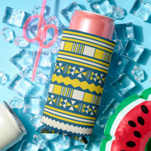 Rafraîchisseur Pour Canette Slim Vert bleu traditionnel Motif tribal